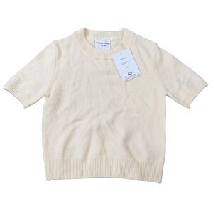 Willow & Wind Womens Short Sleeve Knit Yellow Ribbed Trim Sweater Size XS